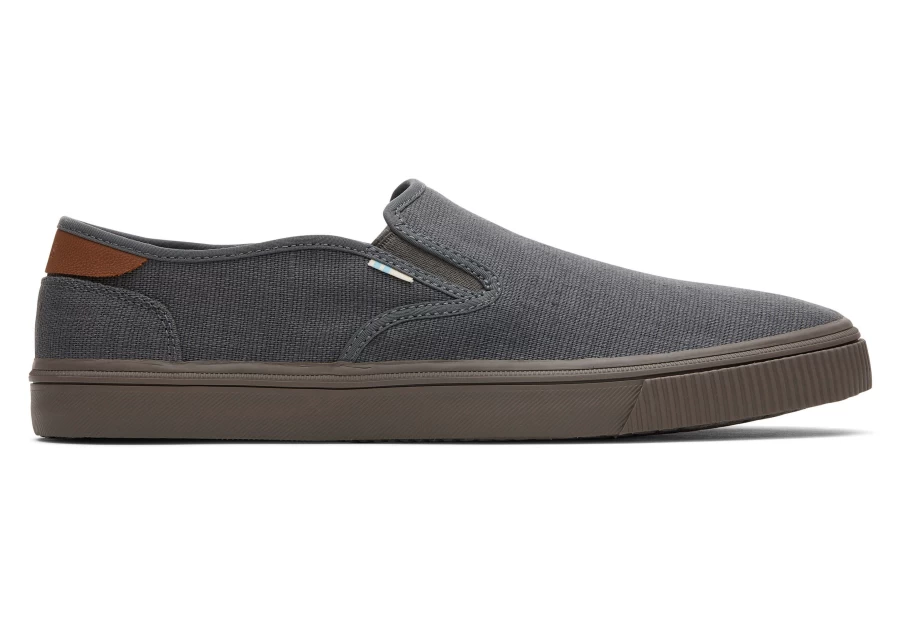 TOMS Smoky Graphite Heritage Canvas Slip-On Sneakers - Baja Style Comfort Shoes