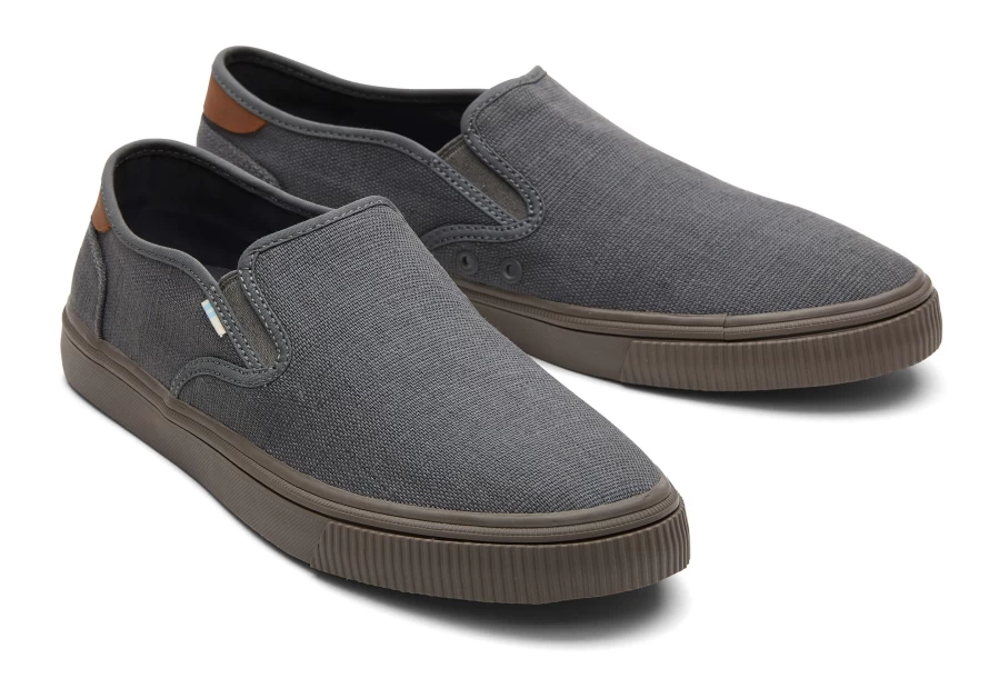 TOMS Smoky Graphite Heritage Canvas Slip-On Sneakers - Baja Style Comfort Shoes