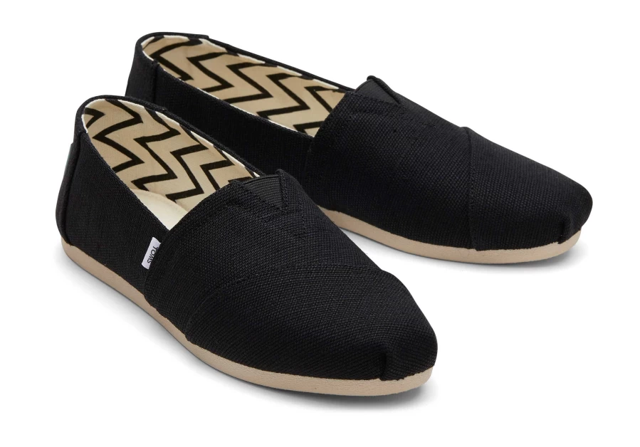 TOMS Alpargata Heritage Canvas Slip-On Shoes in Black