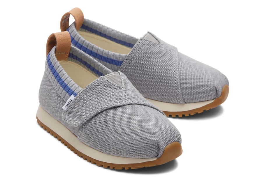 TOMS Shadow Grey Heritage Canvas Toddler Sneakers for Boys and Girls