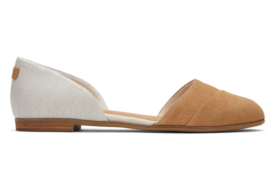 TOMS Natural Brown Suede Leather Jutti D'Orsay Flat Shoes