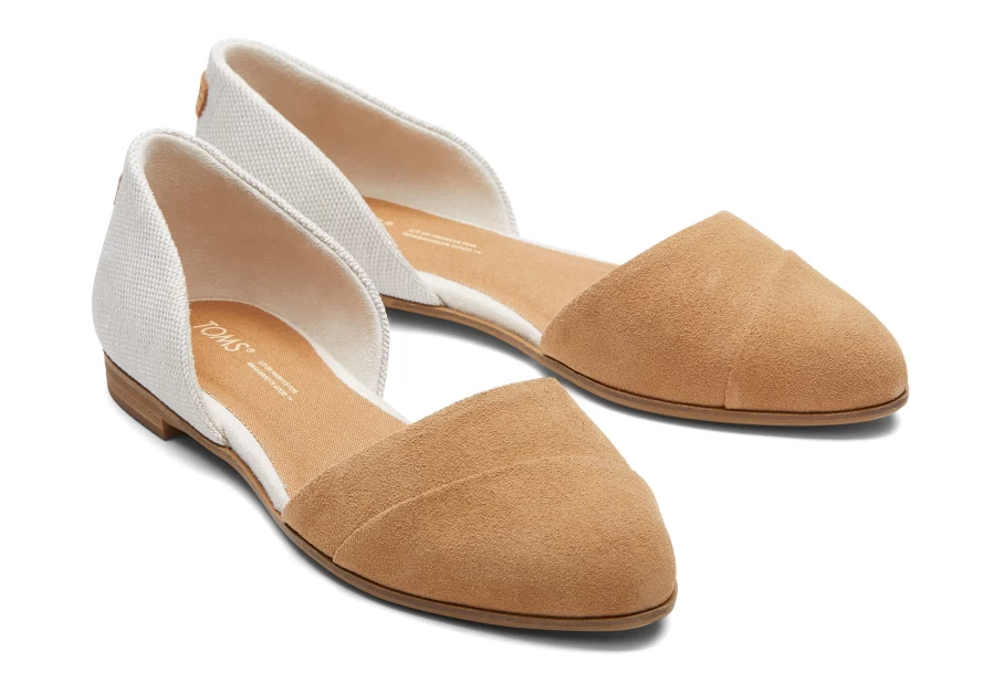 TOMS Natural Brown Suede Leather Jutti D'Orsay Flat Shoes