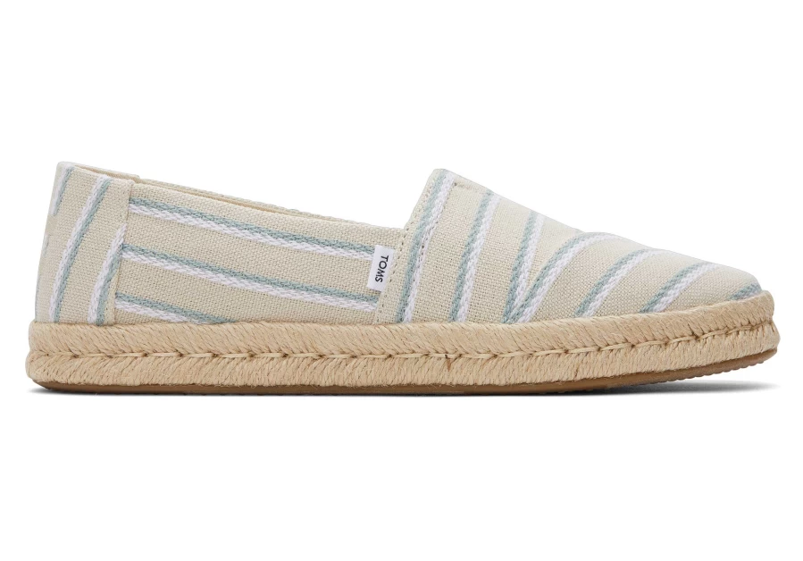 TOMS Alpargata Rope 2.0 Espadrille Shoes in Stripes Fog - Cream Striped Casual Footwear