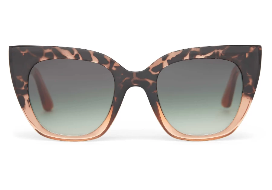 TOMS Sydney Blonde Tortoise Apricot Fade & Olive Gradient Polarized Traveler Sunglasses