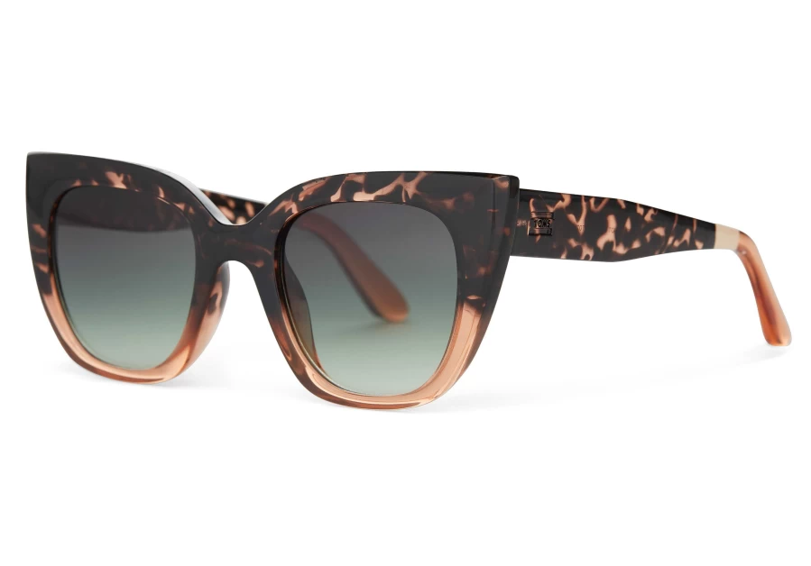 TOMS Sydney Blonde Tortoise Apricot Fade & Olive Gradient Polarized Traveler Sunglasses