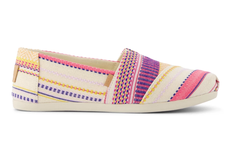 TOMS Alpargata Sunset Woven Stripes Fuchsia Espadrille Shoes for Women