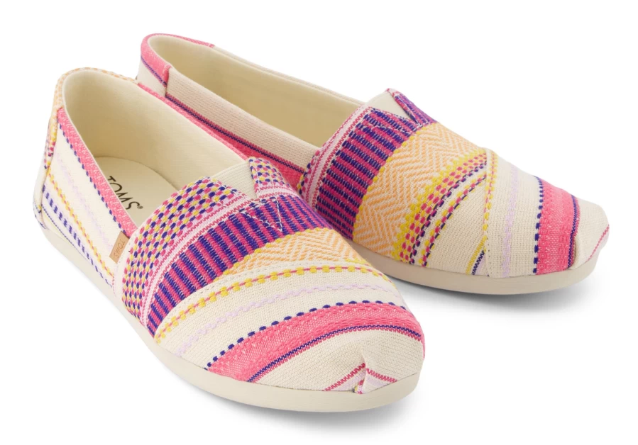 TOMS Alpargata Sunset Woven Stripes Fuchsia Espadrille Shoes for Women