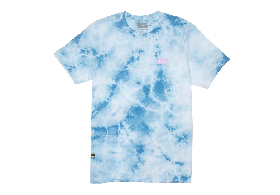 TOMS Tie-Dye Short Sleeve Crewneck T-Shirt with Logo Print
