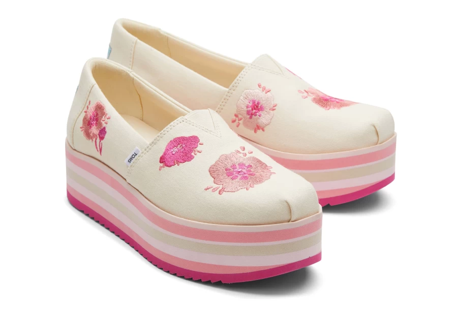 TOMS Natural Platform Alpargata Espadrille Shoes for Women