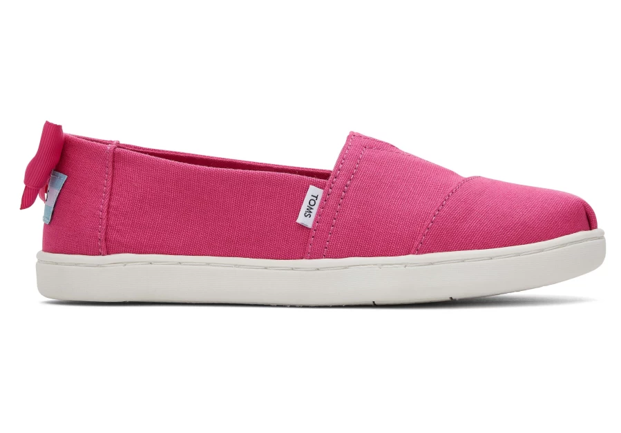 TOMS Youth Alpargata Fuchsia Bow Flat Kids Shoes