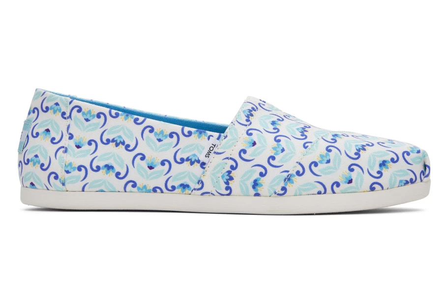 TOMS Alpargata Shoes with Mediterranean Floral Design - Comfortable Slip-On Espadrilles