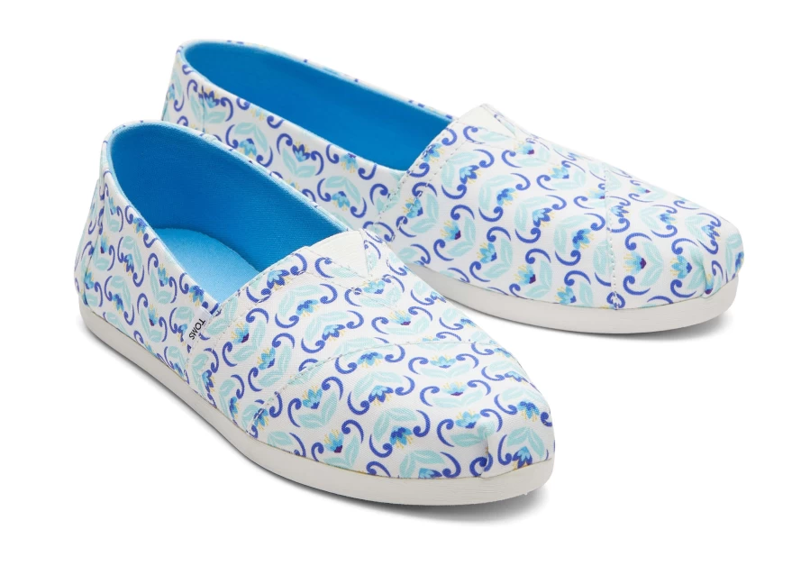 TOMS Alpargata Shoes with Mediterranean Floral Design - Comfortable Slip-On Espadrilles