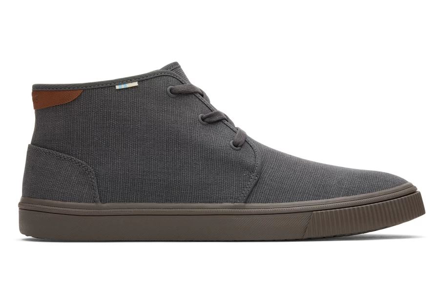 TOMS Carlo Mid Smoky Graphite Heritage Canvas Lace-Up Sneakers for Men