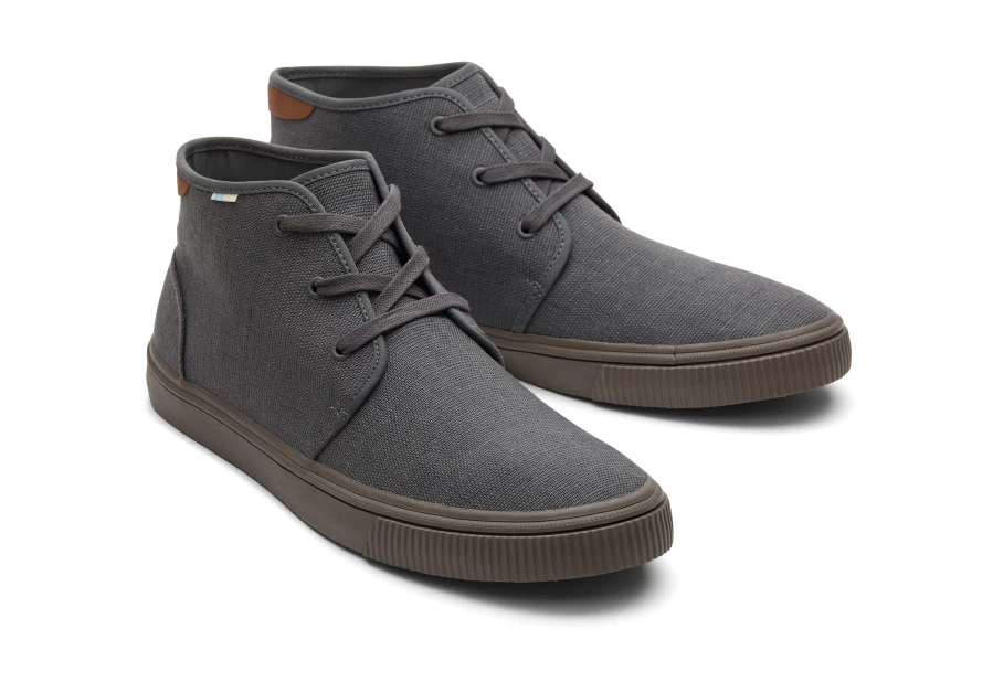 TOMS Carlo Mid Smoky Graphite Heritage Canvas Lace-Up Sneakers for Men