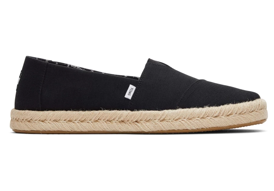 TOMS Black Alpargata 2.0 Recycled Cotton Rope Espadrille Shoes