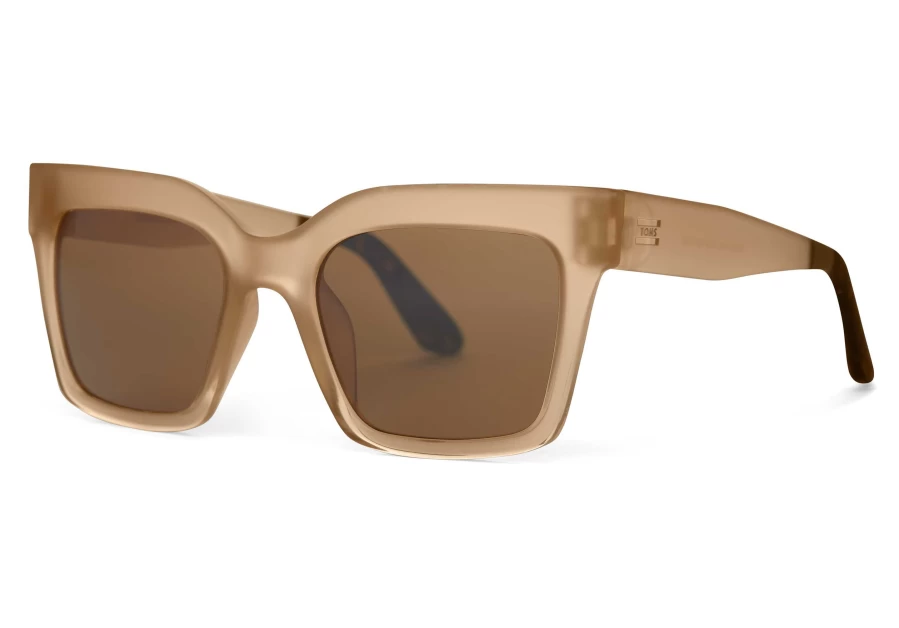 TOMS Adelaide Traveler Sunglasses – Matte/Shiny Oatmilk Crystal Fade & Brown Frame