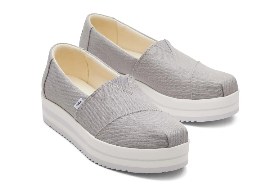 TOMS Alpargata Drizzle Grey Midform Espadrille Shoes for Women