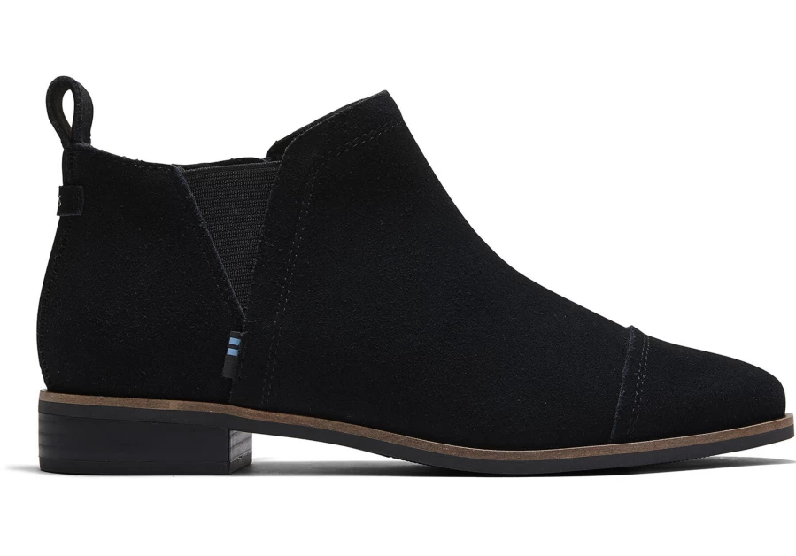 TOMS Reese Black Suede Ankle Boots for Women