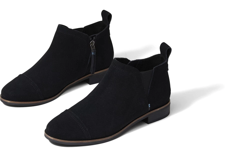 TOMS Reese Black Suede Ankle Boots for Women