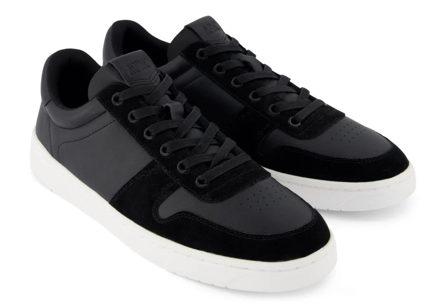TOMS Trvl Lite Court Black Leather Sneaker for Men & Women | Comfortable Casual Shoes