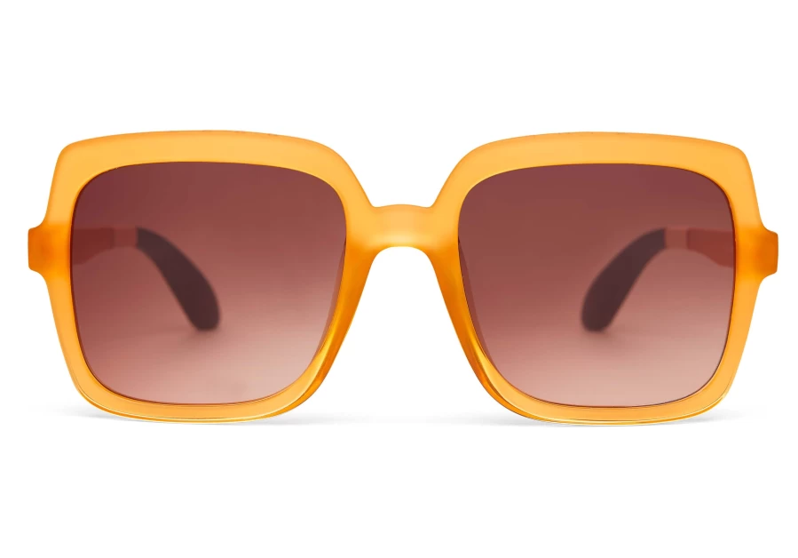 TOMS Athena Honeycomb Traveler Sunglasses - Matte Shiny Honeycomb Crystal Fade-Brown Gradient Polarized Lenses