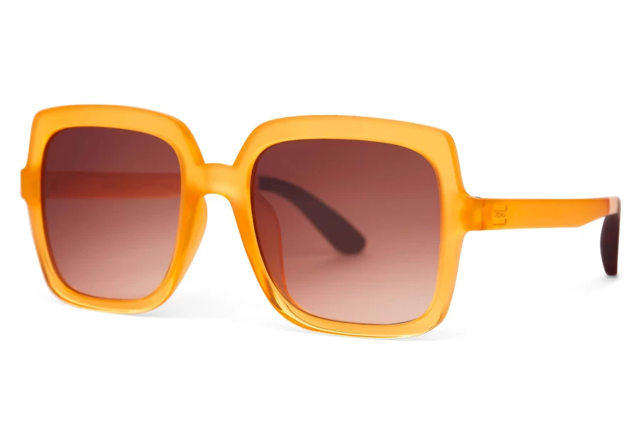 TOMS Athena Honeycomb Traveler Sunglasses - Matte Shiny Honeycomb Crystal Fade-Brown Gradient Polarized Lenses