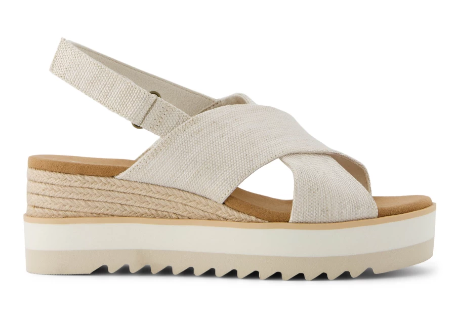 TOMS Diana Crossover Wedge Sandal in Natural - Comfortable Women's Casual Shoes