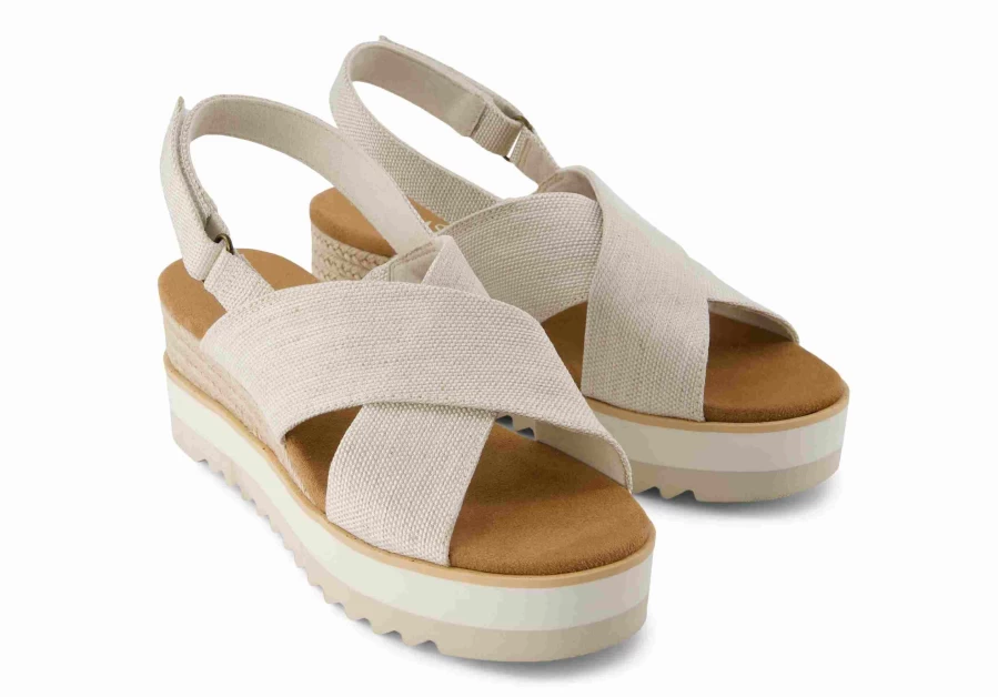 TOMS Diana Crossover Wedge Sandal in Natural - Comfortable Women's Casual Shoes