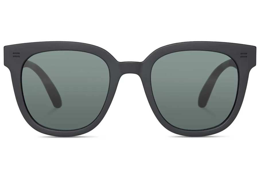 TOMS Matte Black Soft Touch Finish Juniper Traveler Sunglasses for Men & Women