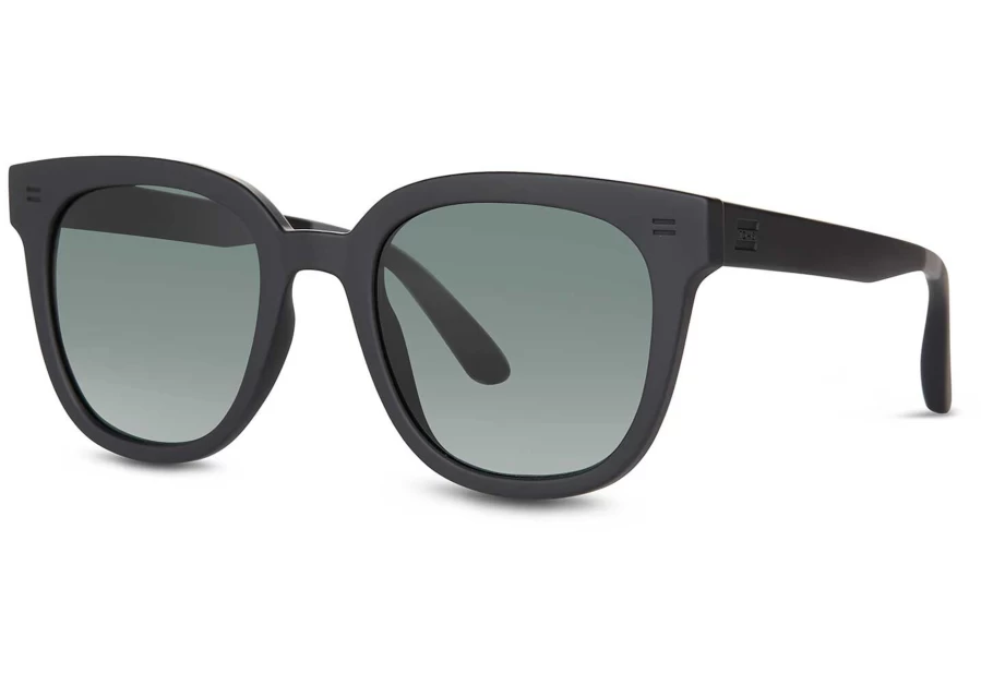 TOMS Matte Black Soft Touch Finish Juniper Traveler Sunglasses for Men & Women