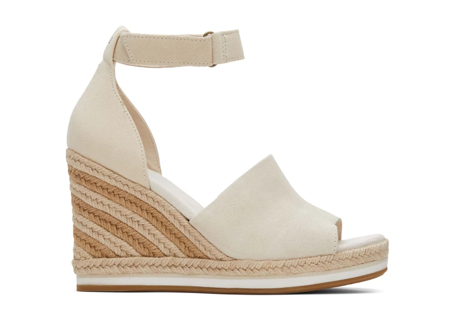 TOMS Marisol Wedge Heel in Beige Suede - Comfortable Women's Sandals