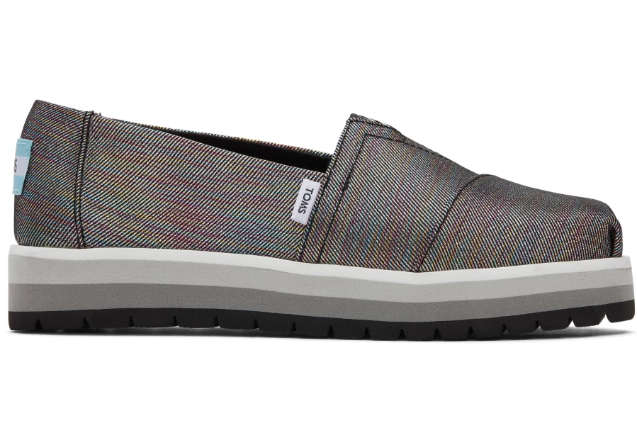 TOMS Youth Alp Platform Kids Shoes in Black Glimmer - Stylish & Comfortable for Kids