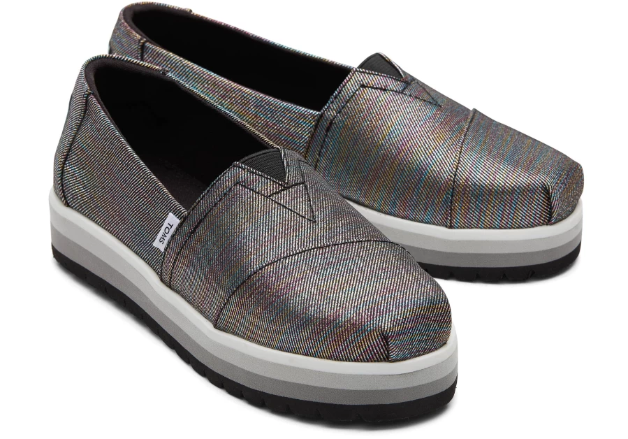 TOMS Youth Alp Platform Kids Shoes in Black Glimmer - Stylish & Comfortable for Kids