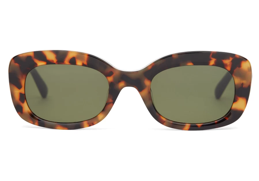 TOMS Handcrafted Blonde Tortoise-Bottle Green Jules Sunglasses for Men & Women