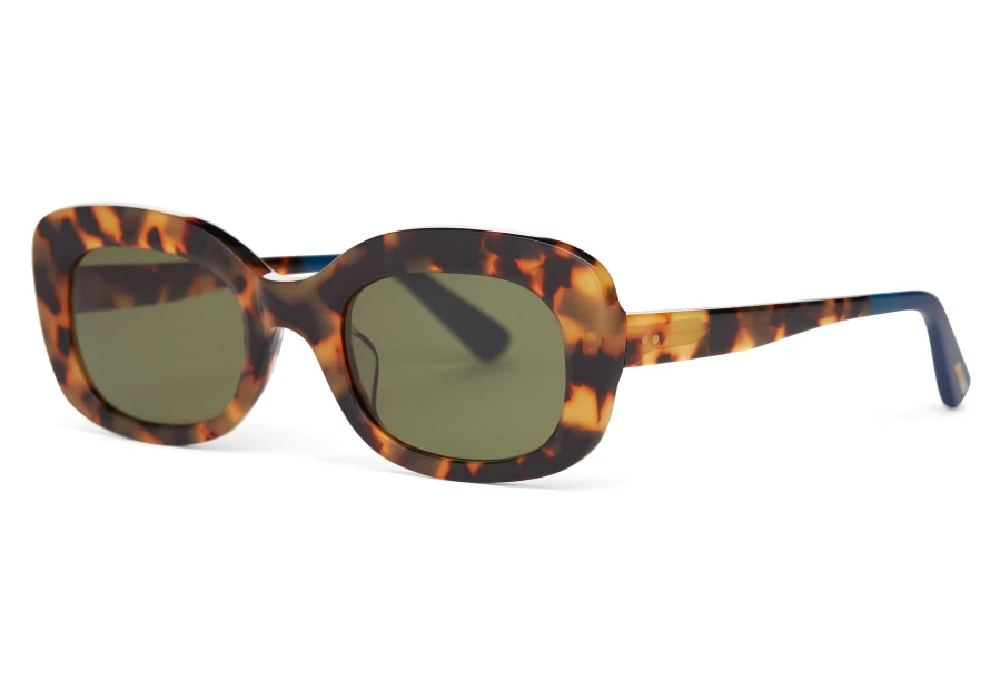 TOMS Handcrafted Blonde Tortoise-Bottle Green Jules Sunglasses for Men & Women