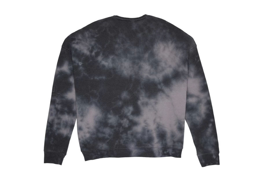 TOMS Grey Black Tie-Dye Fleece Crewneck Sweatshirt - Soft Unisex Pullover