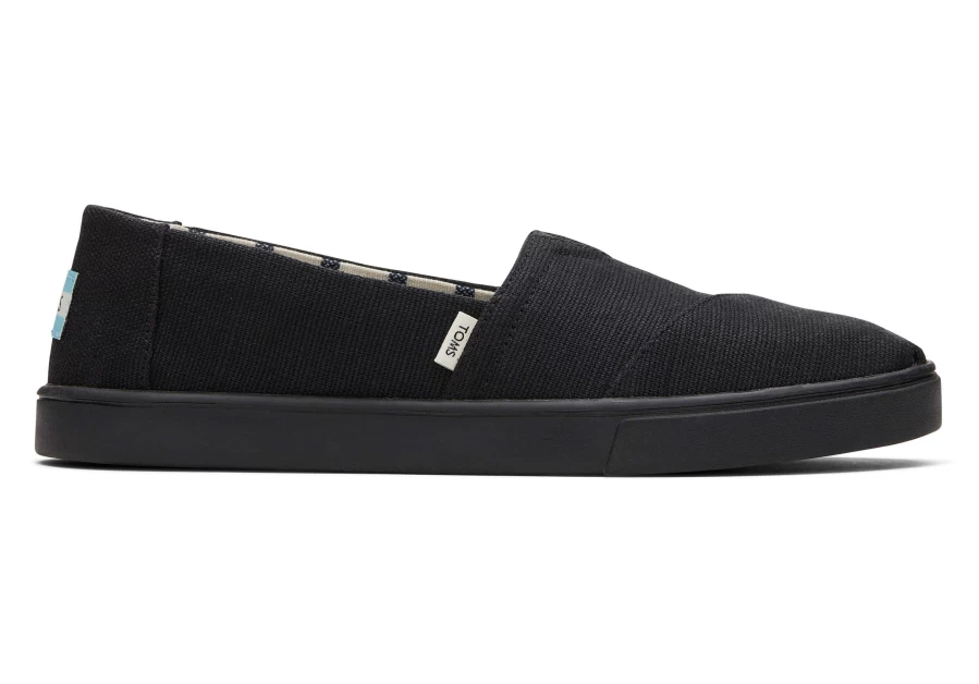 TOMS Alpargata Cupsole Slip-On Shoes - Black On Black Heritage Canvas Sneakers
