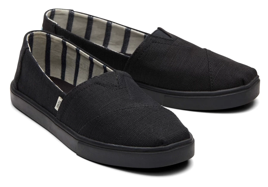 TOMS Alpargata Cupsole Slip-On Shoes - Black On Black Heritage Canvas Sneakers