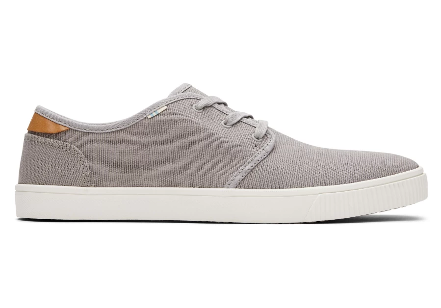 TOMS Grey Heritage Canvas Lace-Up Sneakers for Men & Women | Comfortable Casual Shoes