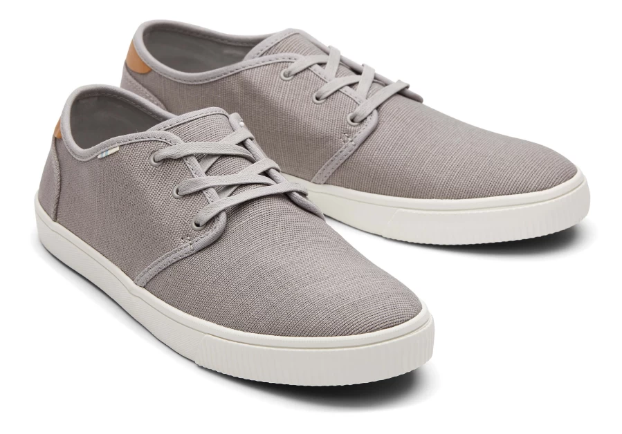 TOMS Grey Heritage Canvas Lace-Up Sneakers for Men & Women | Comfortable Casual Shoes
