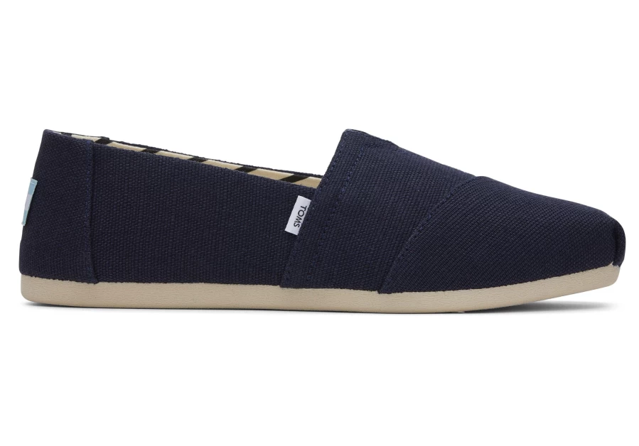 TOMS Alpargata Navy Wide Width Canvas Slip-On Shoes - Heritage Style Comfort