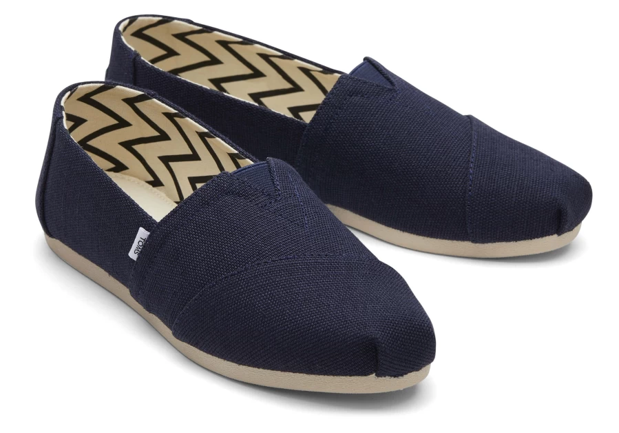 TOMS Alpargata Navy Wide Width Canvas Slip-On Shoes - Heritage Style Comfort