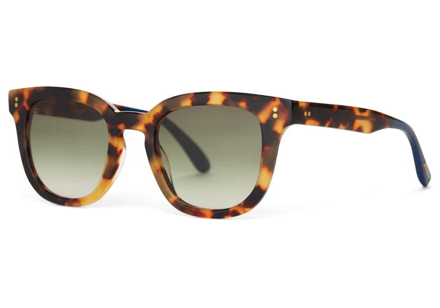 TOMS Venice Blonde Tortoise & Deep Olive Gradient Handcrafted Sunglasses