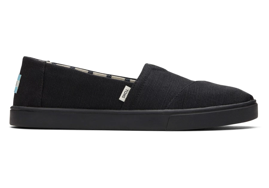 TOMS Alpargata Cupsole Slip-On Shoes - Black On Black Heritage Canvas Sneakers