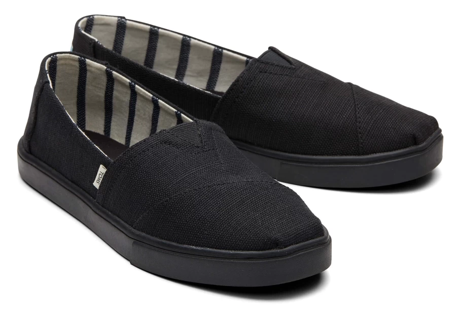 TOMS Alpargata Cupsole Slip-On Shoes - Black On Black Heritage Canvas Sneakers