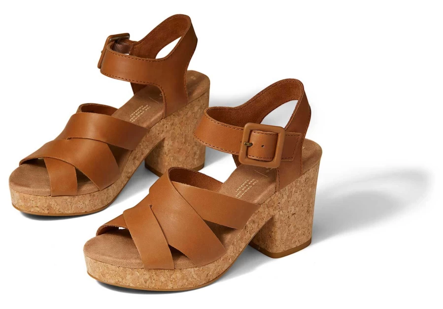 TOMS Ava Sandal in Tan | Comfortable & Stylish Women's Casual Footwear
