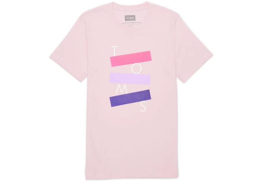 TOMS Pink Logo Short Sleeve Crew Neck T-Shirt for Men & Women