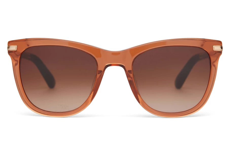 TOMS Terracotta Crystal Gold Brown Gradient Handcrafted Sunglasses – Victoria Style
