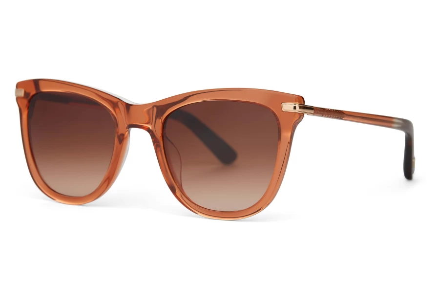 TOMS Terracotta Crystal Gold Brown Gradient Handcrafted Sunglasses – Victoria Style