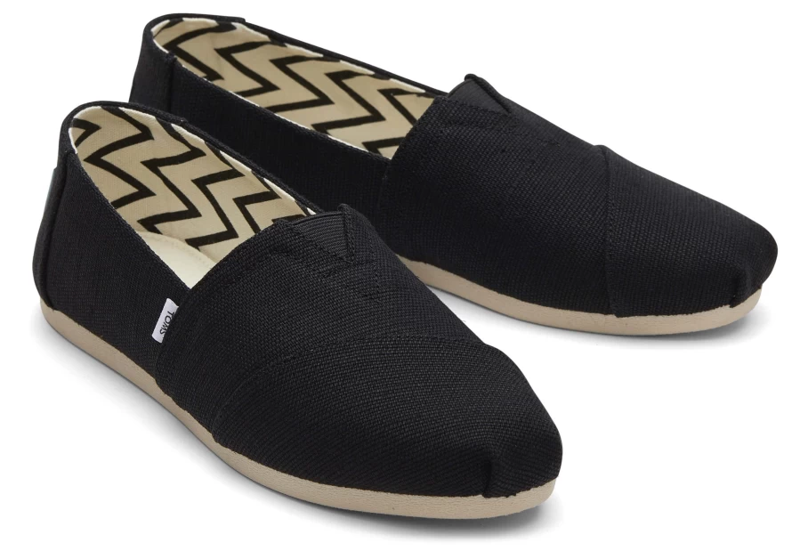 TOMS Alpargata Black Wide Width Canvas Shoes - Heritage Style Comfort